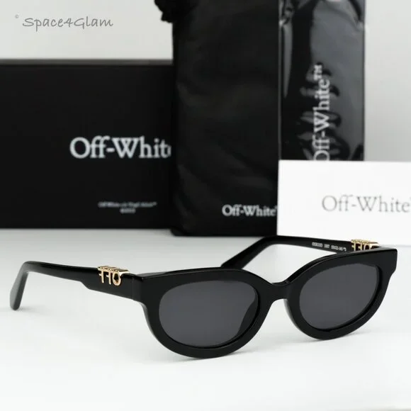 Off-White Men Sunglasses Black Grey Cat Eye OERI13D SPARKS 1007 NEW AUTHENTIC